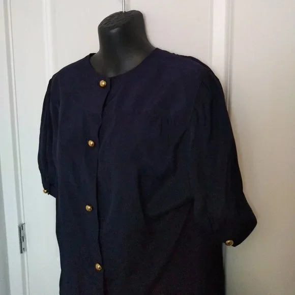 🔥Host Pick🔥 Vintage Parisian style navy blouse - Picture 4 of 9